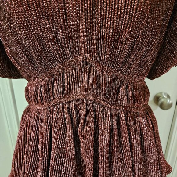 Anthropologie/Entro Metallic Thread Tiered Ruffle Maxi Dress Size M - Picture 6 of 16
